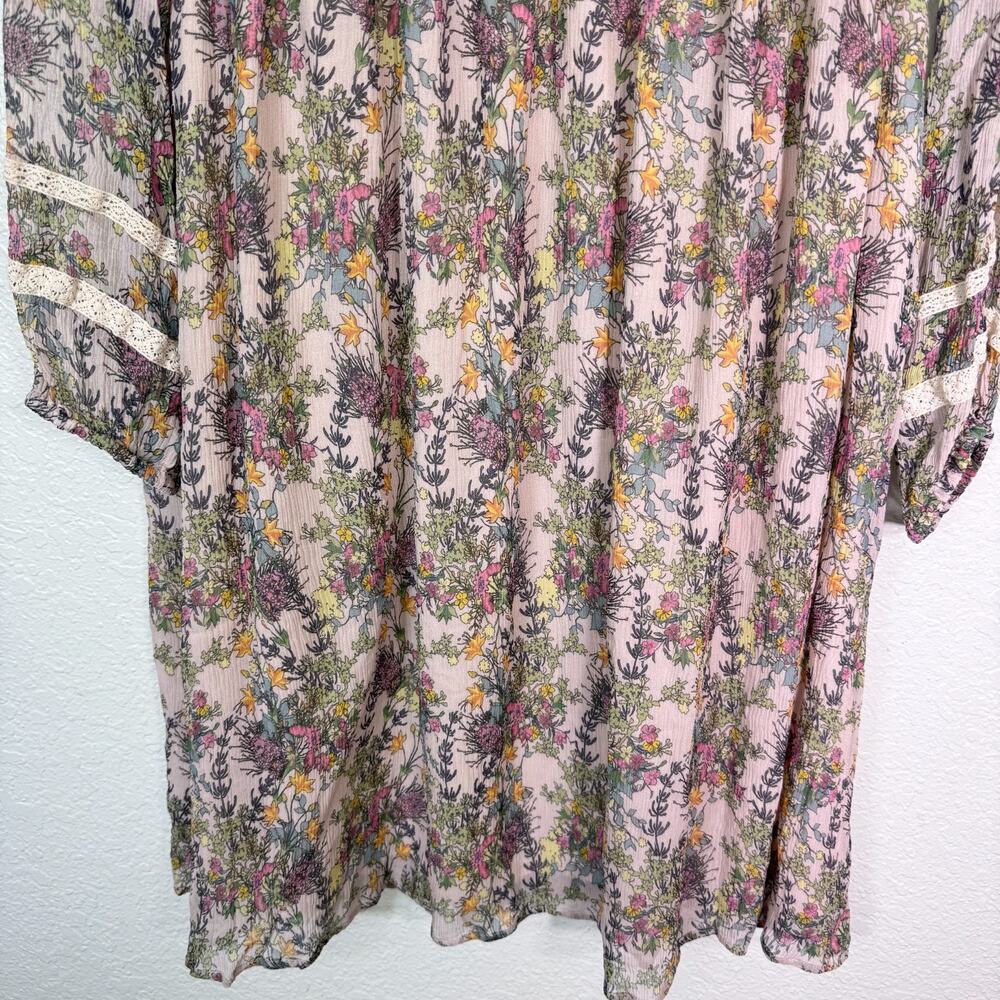 Sundance Silk Dress Womens Small Floral Boho Cottagecore Peasant Tunic Lace Trim - Picture 5 of 13